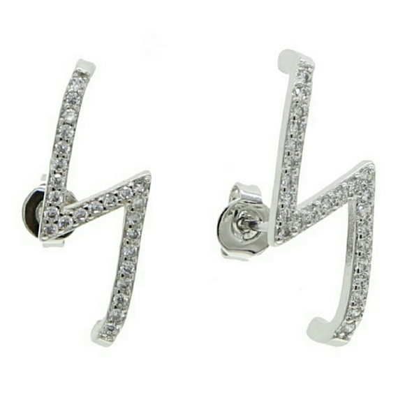 LAST 1! Pave Lightning Huggie Illusion Earrings - Picture 4 of 4